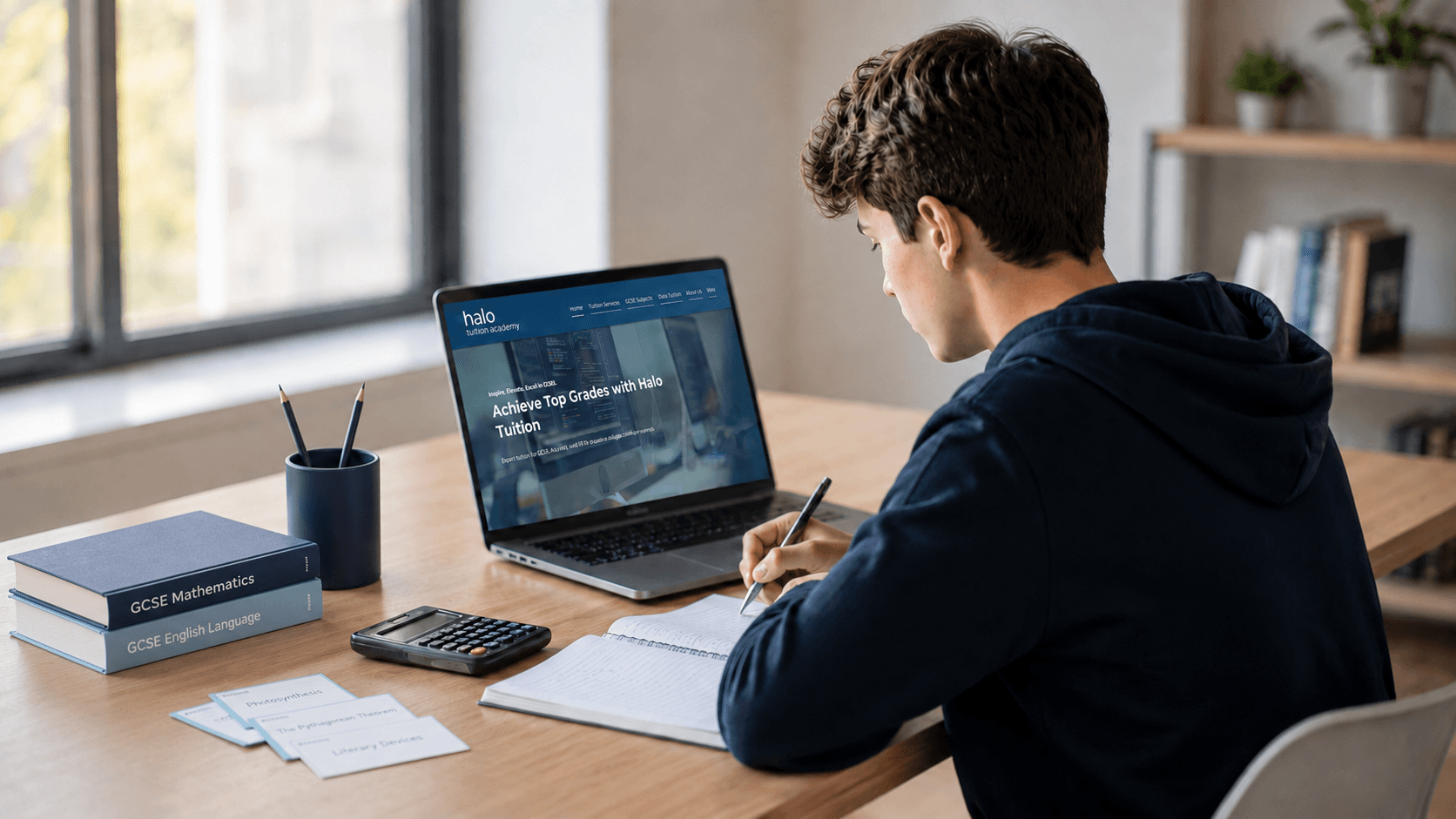 Student studying online with Halo Tuition Academy